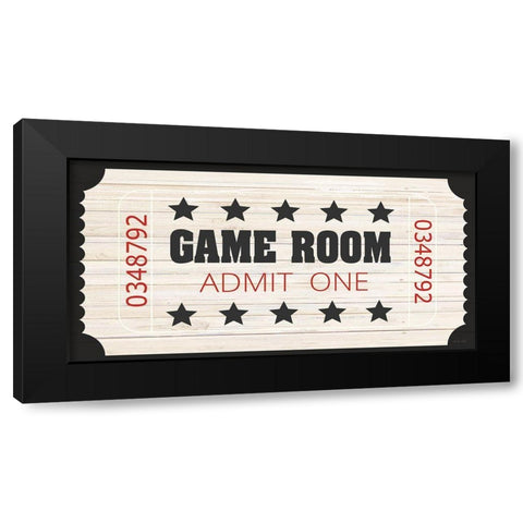 Game Room Ticket Black Modern Wood Framed Art Print by Jacobs, Cindy
