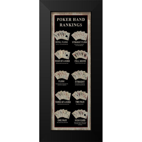 Poker Hand Rankings Black Modern Wood Framed Art Print by Jacobs, Cindy