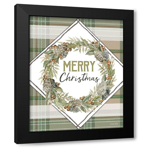 Merry Christmas Black Modern Wood Framed Art Print by Jacobs, Cindy