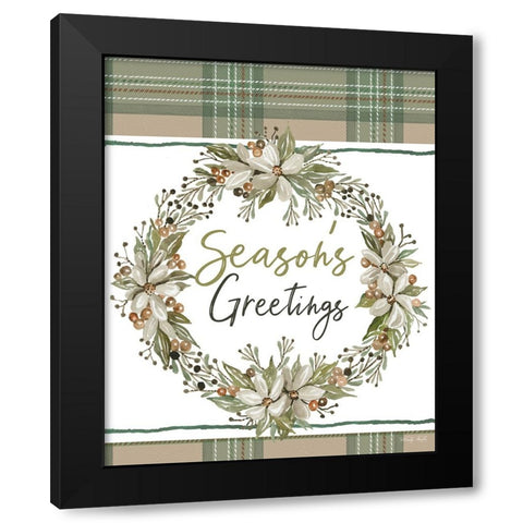 Seasons Greetings Black Modern Wood Framed Art Print with Double Matting by Jacobs, Cindy