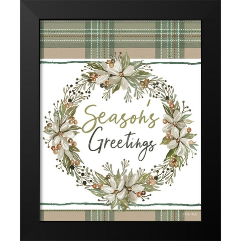 Seasons Greetings Black Modern Wood Framed Art Print by Jacobs, Cindy