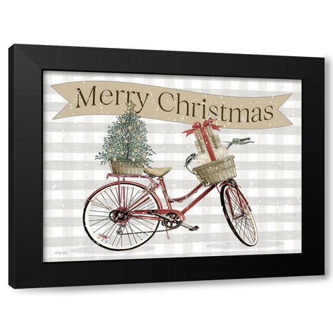 Merry Christmas Bicycle II Black Modern Wood Framed Art Print by Jacobs, Cindy