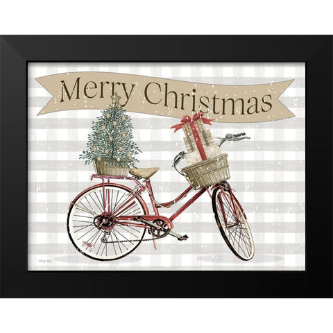 Merry Christmas Bicycle II Black Modern Wood Framed Art Print by Jacobs, Cindy
