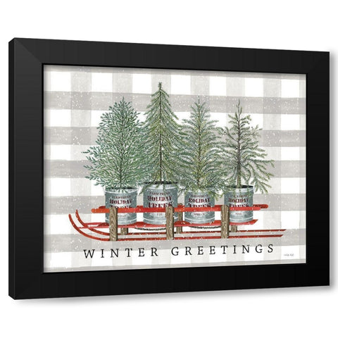 Winter Greetings Black Modern Wood Framed Art Print with Double Matting by Jacobs, Cindy
