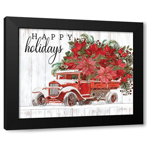 Happy Holidays Black Modern Wood Framed Art Print with Double Matting by Jacobs, Cindy