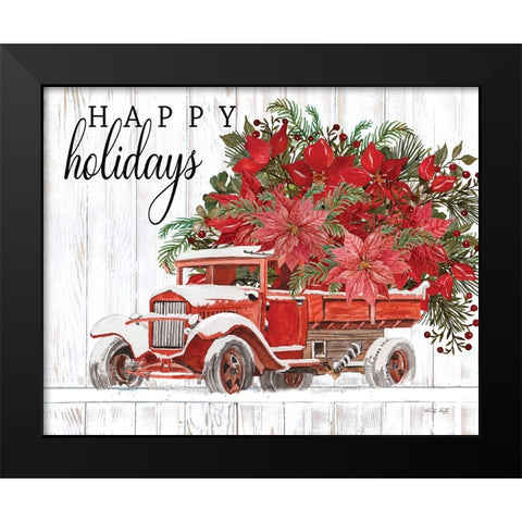 Happy Holidays Black Modern Wood Framed Art Print by Jacobs, Cindy