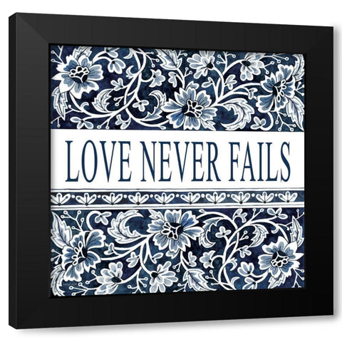 Love Never Fails Black Modern Wood Framed Art Print with Double Matting by Jacobs, Cindy