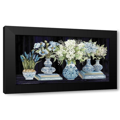 Delft Blue Floral IV Black Modern Wood Framed Art Print by Jacobs, Cindy