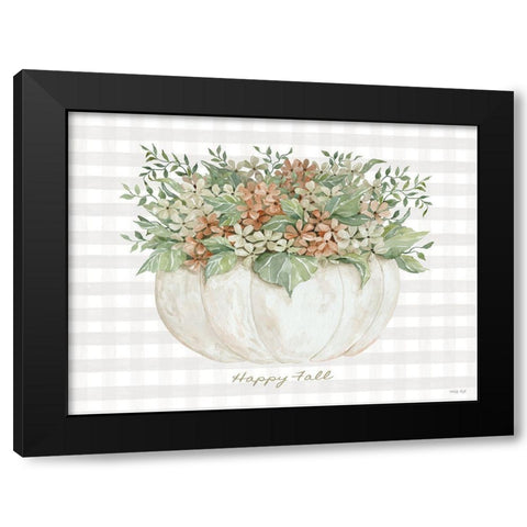 Happy Fall Pumpkin Floral Black Modern Wood Framed Art Print by Jacobs, Cindy