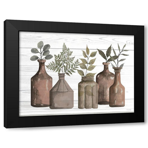 Cappuccino Bottles II Black Modern Wood Framed Art Print with Double Matting by Jacobs, Cindy