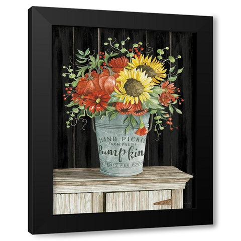 Colors of Fall Floral Black Modern Wood Framed Art Print with Double Matting by Jacobs, Cindy