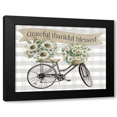 Grateful-Thankful-Blessed Bicycle Black Modern Wood Framed Art Print by Jacobs, Cindy