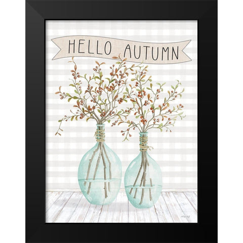Hello Autumn Black Modern Wood Framed Art Print by Jacobs, Cindy