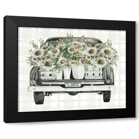 Sunflower Truck Black Modern Wood Framed Art Print by Jacobs, Cindy