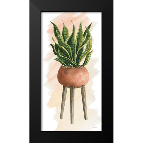 Plant Stand Pot of Flowers II Black Modern Wood Framed Art Print by Jacobs, Cindy