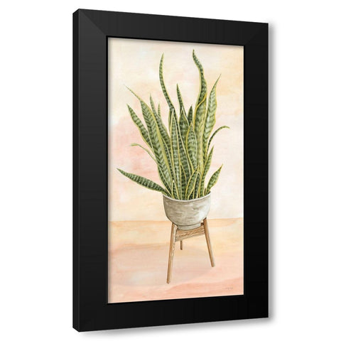 Plant Stand Pot of Flowers III Black Modern Wood Framed Art Print with Double Matting by Jacobs, Cindy