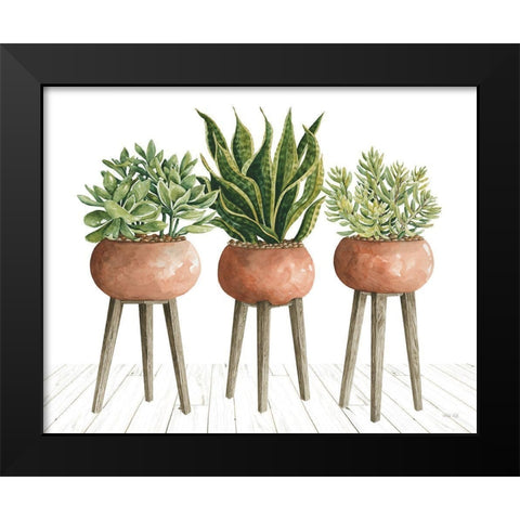 Clay Pot Trio of Plants Black Modern Wood Framed Art Print by Jacobs, Cindy