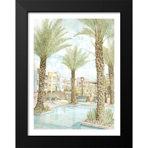 Pool and Palms Black Modern Wood Framed Art Print by Jacobs, Cindy