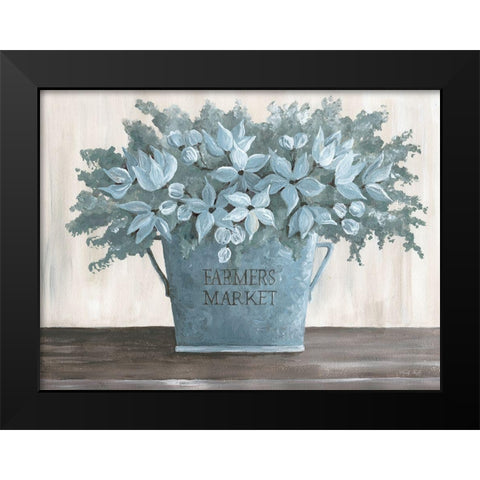 Steel Blue Floral I Black Modern Wood Framed Art Print by Jacobs, Cindy