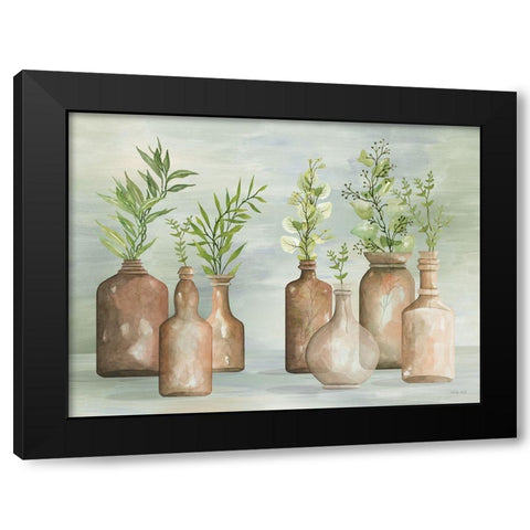 Greenery in Bottles II Black Modern Wood Framed Art Print with Double Matting by Jacobs, Cindy