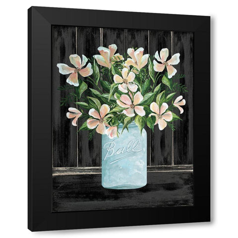 Farmhouse Flowers I Black Modern Wood Framed Art Print with Double Matting by Jacobs, Cindy
