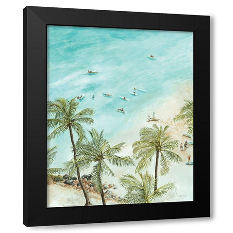 Surfers from Afar Black Modern Wood Framed Art Print by Jacobs, Cindy
