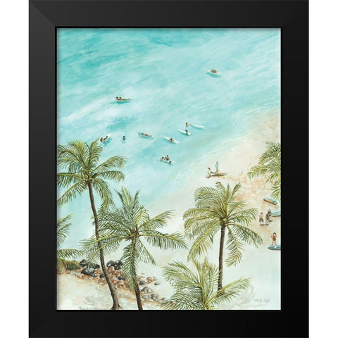 Surfers from Afar Black Modern Wood Framed Art Print by Jacobs, Cindy