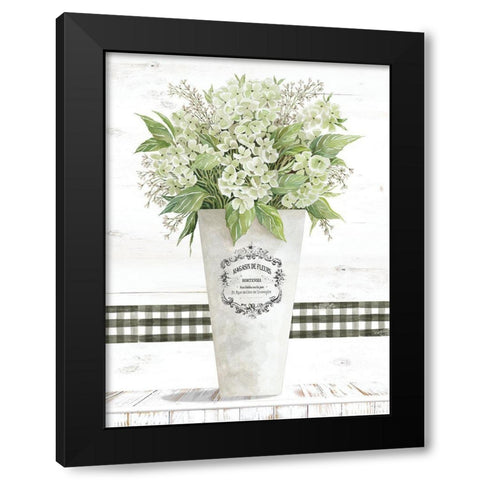 White Hydrangea Black Modern Wood Framed Art Print by Jacobs, Cindy