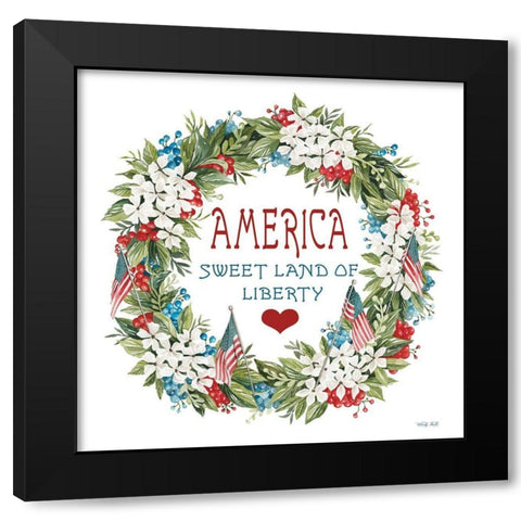 America Wreath Black Modern Wood Framed Art Print by Jacobs, Cindy