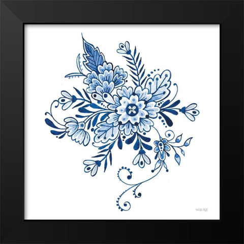 Blue And White Flowers Black Modern Wood Framed Art Print by Jacobs, Cindy