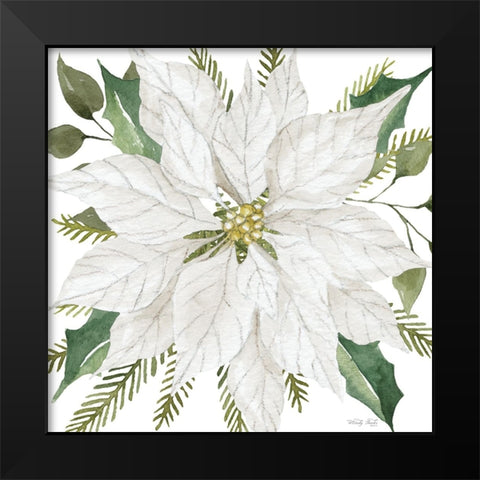 White Poinsettia Black Modern Wood Framed Art Print by Jacobs, Cindy