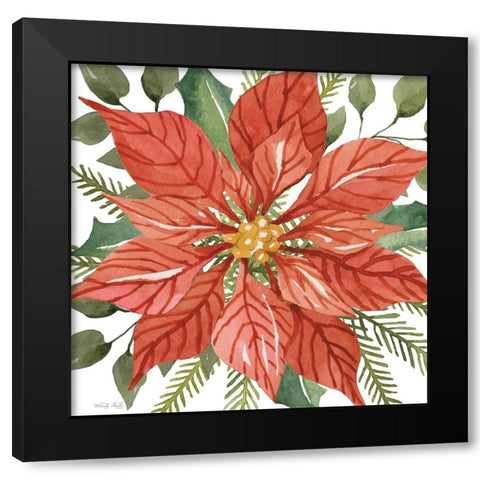 Red Poinsettia Black Modern Wood Framed Art Print by Jacobs, Cindy