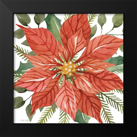 Red Poinsettia Black Modern Wood Framed Art Print by Jacobs, Cindy