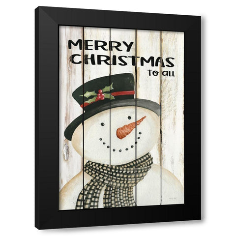 Merry Christmas to All Snowman Black Modern Wood Framed Art Print by Jacobs, Cindy