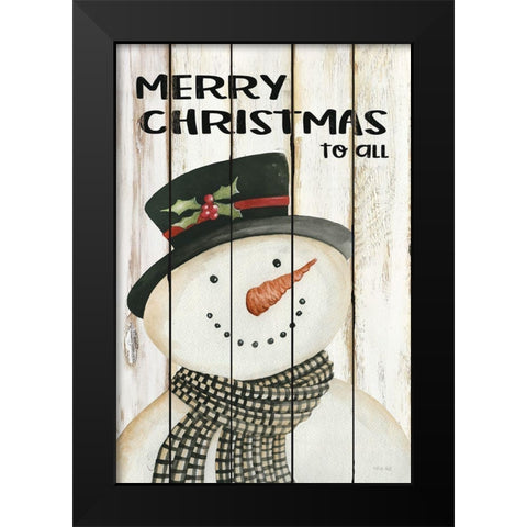 Merry Christmas to All Snowman Black Modern Wood Framed Art Print by Jacobs, Cindy