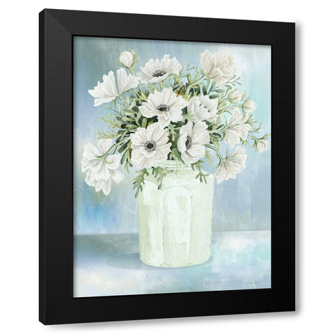 White Blooms II Black Modern Wood Framed Art Print with Double Matting by Jacobs, Cindy