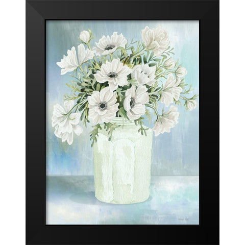 White Blooms II Black Modern Wood Framed Art Print by Jacobs, Cindy
