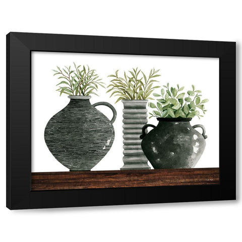 Black Vase Set Black Modern Wood Framed Art Print by Jacobs, Cindy