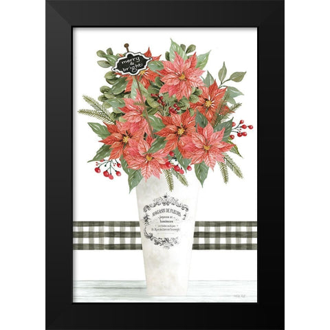 Merry And Bright Poinsettias Black Modern Wood Framed Art Print by Jacobs, Cindy