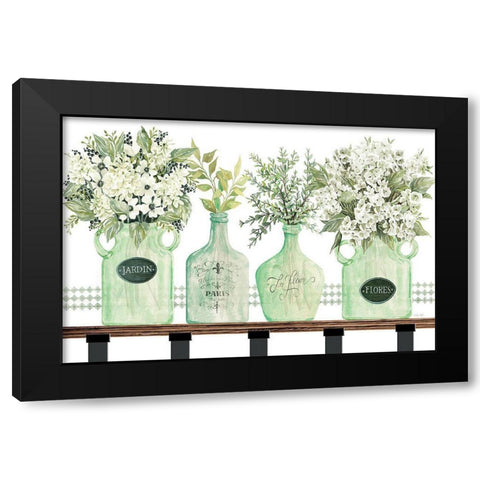 Shades of Celadon Black Modern Wood Framed Art Print with Double Matting by Jacobs, Cindy