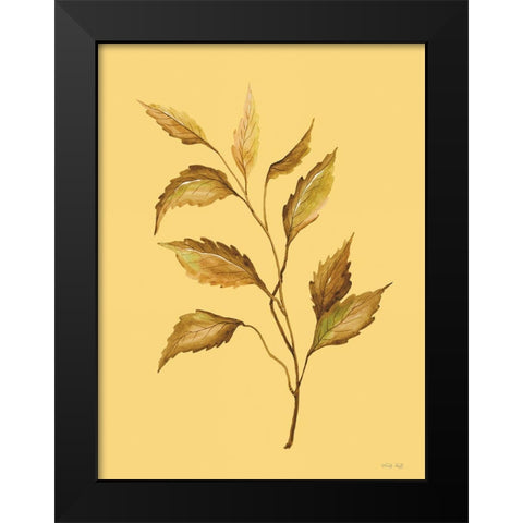 Golden Leaves Black Modern Wood Framed Art Print by Jacobs, Cindy