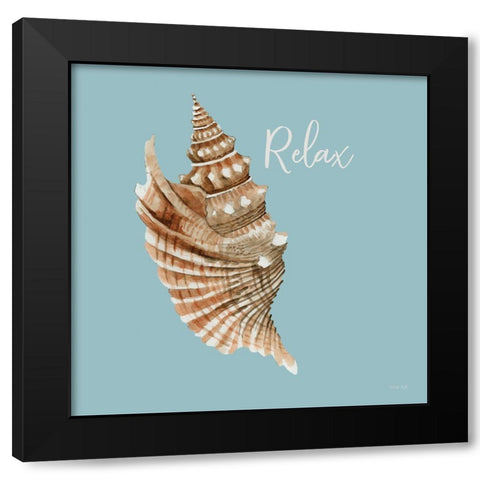 Relax Seashell Black Modern Wood Framed Art Print by Jacobs, Cindy