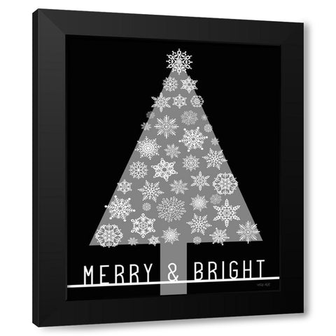 Merry And Bright Christmas Tree    Black Modern Wood Framed Art Print with Double Matting by Jacobs, Cindy