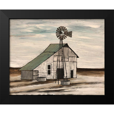 Barn on Barren Land Black Modern Wood Framed Art Print by Jacobs, Cindy
