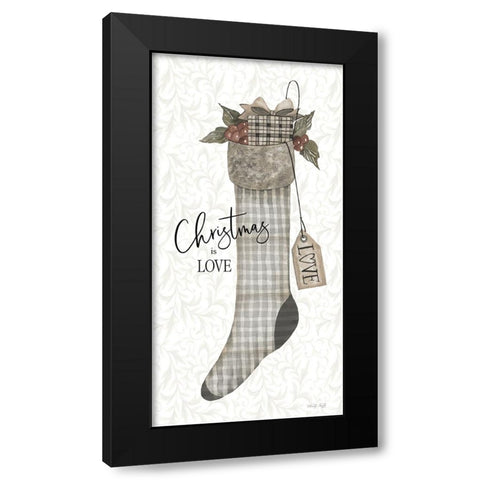 Christmas is Love Stocking Black Modern Wood Framed Art Print with Double Matting by Jacobs, Cindy