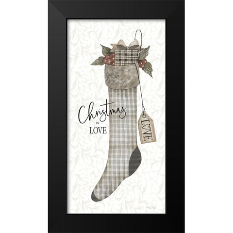 Christmas is Love Stocking Black Modern Wood Framed Art Print by Jacobs, Cindy