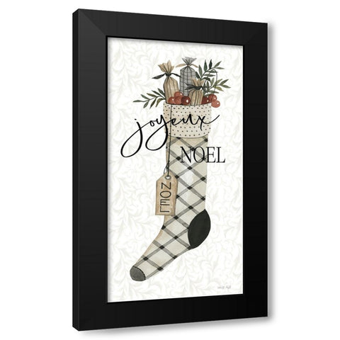 Noel Stocking Black Modern Wood Framed Art Print with Double Matting by Jacobs, Cindy