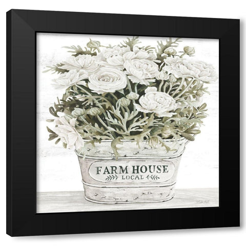 Farm House Flowers Black Modern Wood Framed Art Print with Double Matting by Jacobs, Cindy