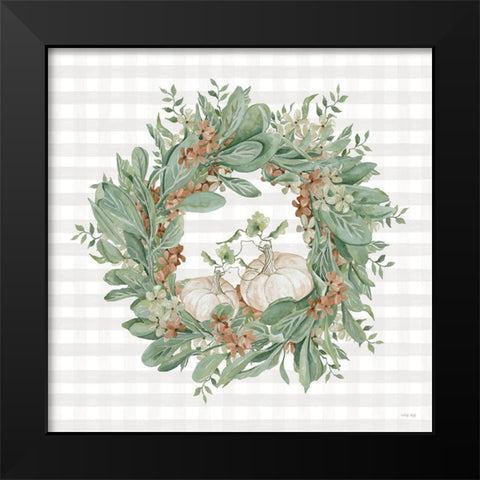 Fall Wreath Black Modern Wood Framed Art Print by Jacobs, Cindy