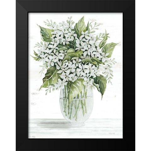 Simple Floral on White Black Modern Wood Framed Art Print by Jacobs, Cindy